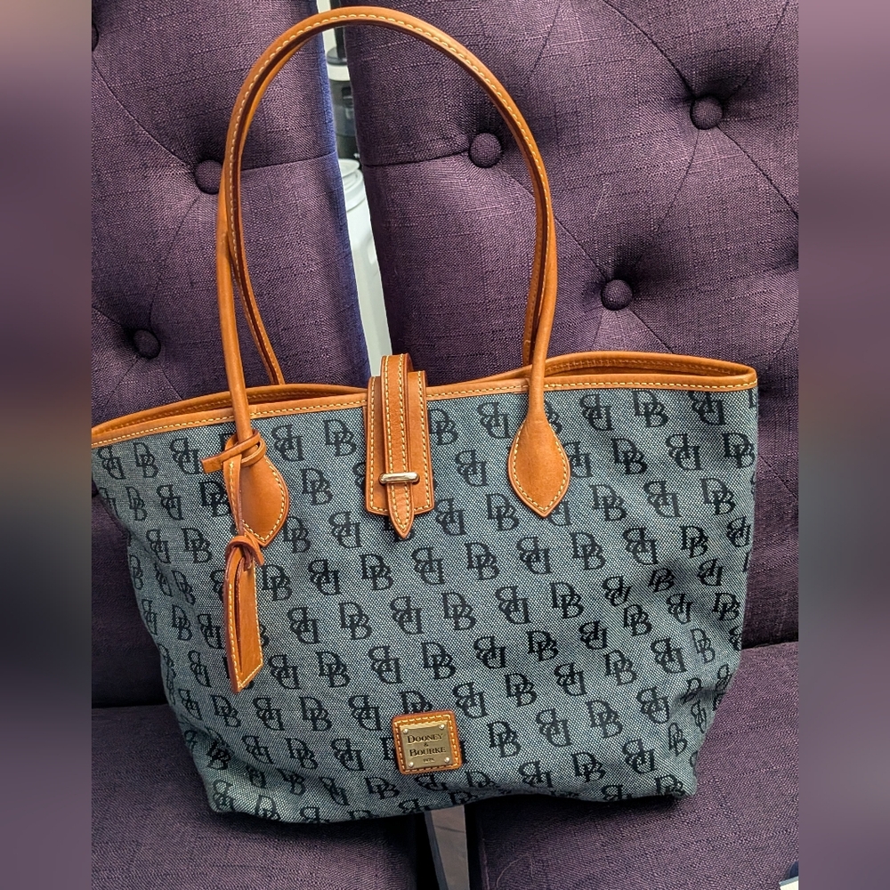 Dooney & Bourke Blue and Tan Tote Bag